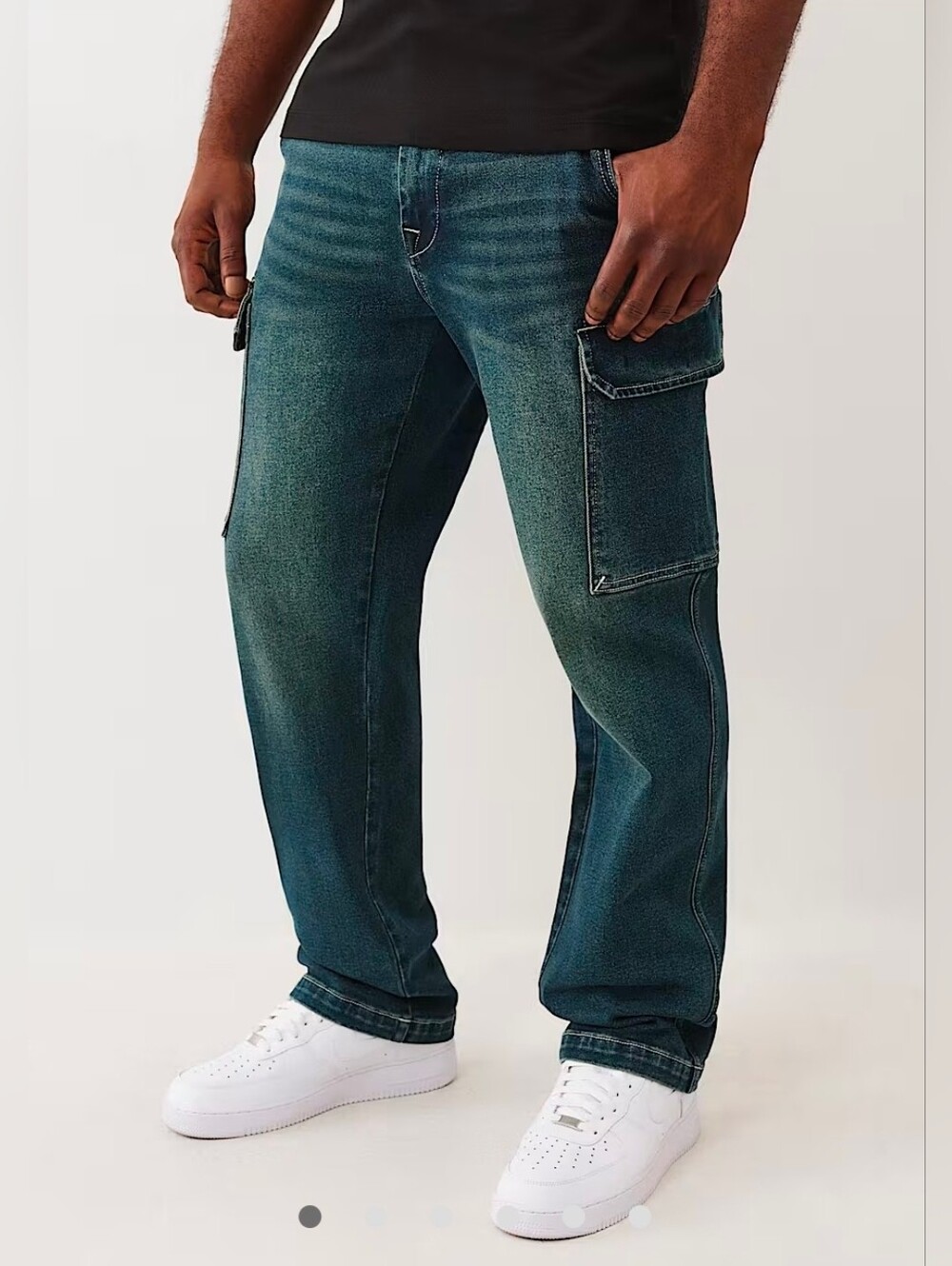 NWT True Religion Men's Medium Amber Cargo Relaxed Jeans US 36